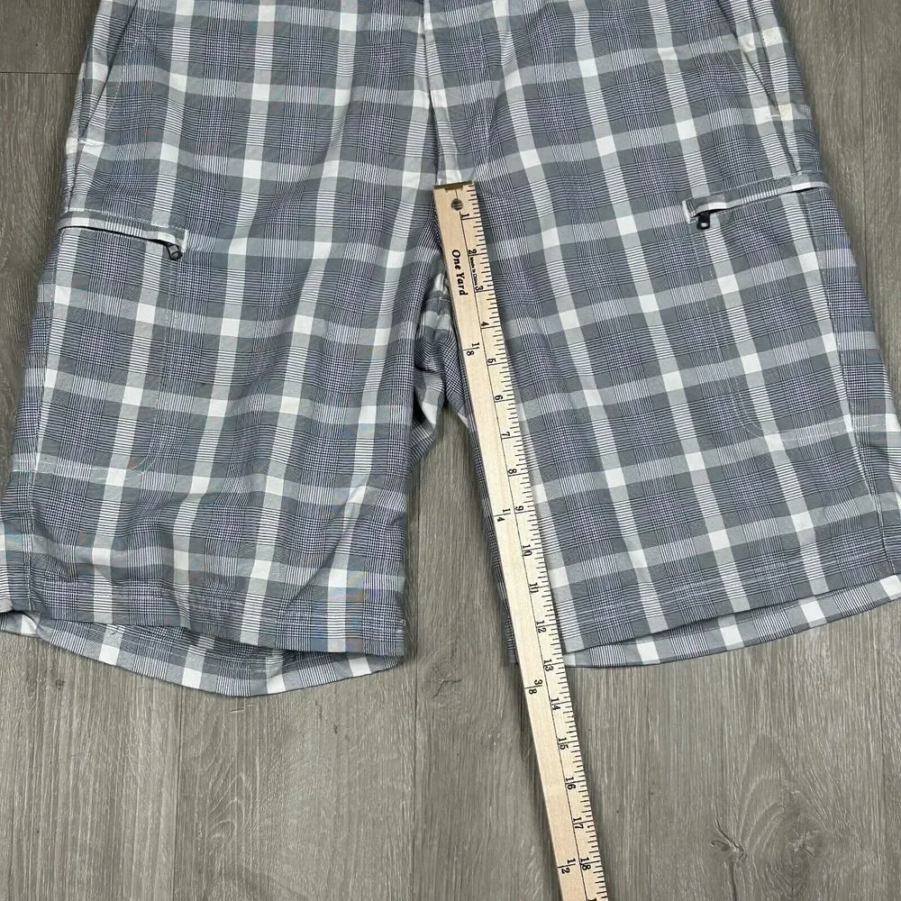 Black Brown 1826 Plaid Golf Shorts Mens 34 Flat Front Cotton *Needs Washed*‎